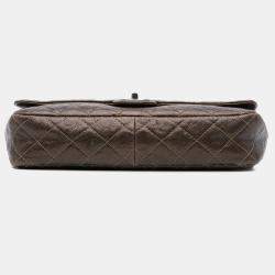 Chanel Brown Jumbo Quilted Iridescent Caviar Easy Flap Bag