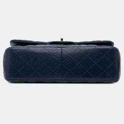 Chanel Blue Jumbo Classic Caviar Double Flap Bag