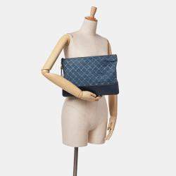 Chanel Blue Large Denim Gabrielle O Case Clutch Bag