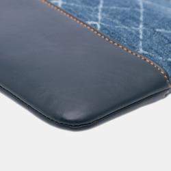 Chanel Blue Large Denim Gabrielle O Case Clutch Bag
