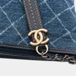 Chanel Blue Large Denim Gabrielle O Case Clutch Bag