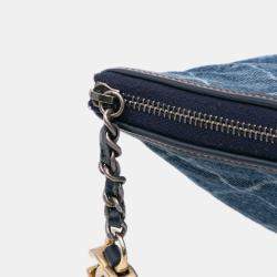 Chanel Blue Large Denim Gabrielle O Case Clutch Bag