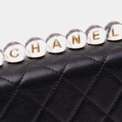 Pre Owned Chanel Black Small Lambskin Chic Pearls Flap Bag
