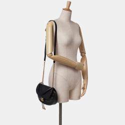 Pre Owned Chanel Black CC Chevron Lambskin Round Flap Satchel Bag