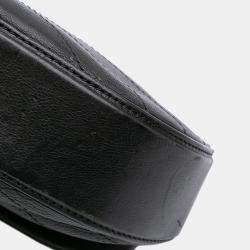 Pre Owned Chanel Black CC Chevron Lambskin Round Flap Satchel Bag