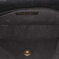Pre Owned Chanel Black CC Chevron Lambskin Round Flap Satchel Bag