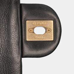 Pre Owned Chanel Black CC Chevron Lambskin Round Flap Satchel Bag