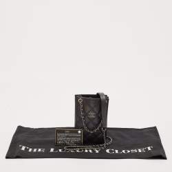 Pre Owned Chanel Black Quilted Leather CC Phone Holder Crossbody Bag