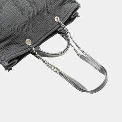 Chanel Black Canvas Deauville Medium CC Double Face Tote Bag