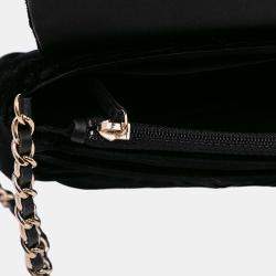 Chanel Black Velvet CC Half Moon Wallet on Chain