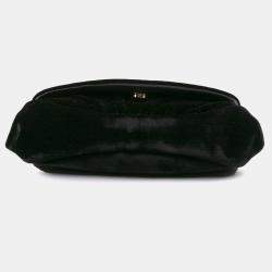 Chanel Black Velvet CC Half Moon Wallet on Chain