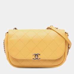 Chanel Yellow Quilted Goatskin Casual Trip Flap Bag