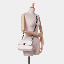 Pre Owned Chanel White Caviar Quilted My Everything Medium Flap Bag