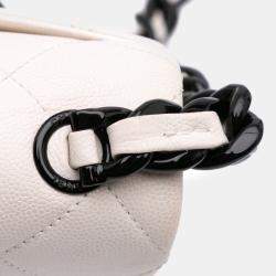 Pre Owned Chanel White Caviar Quilted My Everything Medium Flap Bag