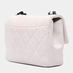 Pre Owned Chanel White Caviar Quilted My Everything Medium Flap Bag