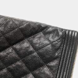 Chanel Black Caviar Quilted Boy O Case Medium Clutch Bag