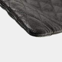 Chanel Black Caviar Quilted Boy O Case Medium Clutch Bag