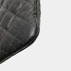 Chanel Black Caviar Quilted Boy O Case Medium Clutch Bag