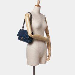 Chanel Blue Calfskin Classic Medium Double Flap Bag