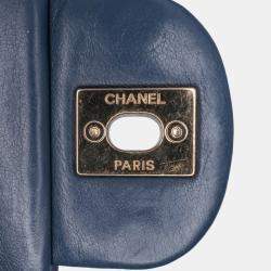 Chanel Blue Calfskin Classic Medium Double Flap Bag