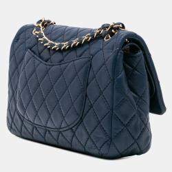 Chanel Blue Calfskin Classic Medium Double Flap Bag