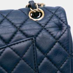 Chanel Blue Calfskin Classic Medium Double Flap Bag