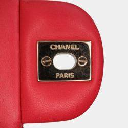 Pre Owned Chanel Pink Lambskin Quilted Mini Square Classic Single Flap Bag