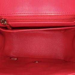 Pre Owned Chanel Pink Lambskin Quilted Mini Square Classic Single Flap Bag