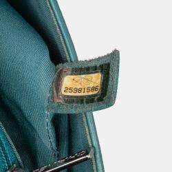 Pre Owned Chanel Turquoise Crumpled Calfskin Medium Full Flap Bag