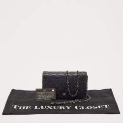 Chanel Navy Blue Quilted Leather CC Studded Wallet On Chain