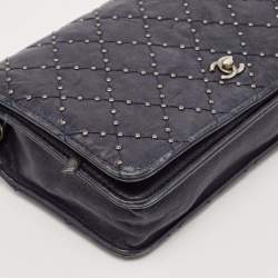 Chanel Navy Blue Quilted Leather CC Studded Wallet On Chain