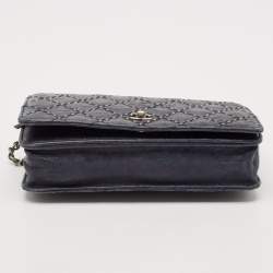 Chanel Navy Blue Quilted Leather CC Studded Wallet On Chain