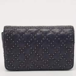 Chanel Navy Blue Quilted Leather CC Studded Wallet On Chain