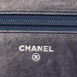 Chanel Navy Blue Quilted Leather CC Studded Wallet On Chain