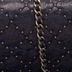 Chanel Navy Blue Quilted Leather CC Studded Wallet On Chain