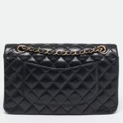 Pre Owned Chanel Black Quilted Leather Small Classic Double Flap Bag