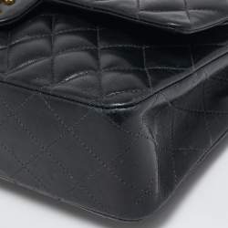 Pre Owned Chanel Black Quilted Leather Small Classic Double Flap Bag