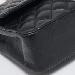 Pre Owned Chanel Black Quilted Leather Small Classic Double Flap Bag