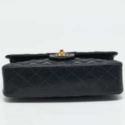 Pre Owned Chanel Black Quilted Leather Small Classic Double Flap Bag