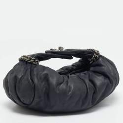 Pre Owned Chanel Black Leather Midnight Stones Clutch