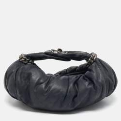 Pre Owned Chanel Black Leather Midnight Stones Clutch