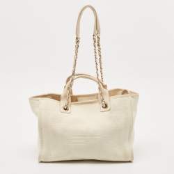 Chanel Light Beige Canvas and Leather Small Deauville Shopper Tote
