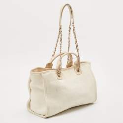 Chanel Light Beige Canvas and Leather Small Deauville Shopper Tote