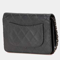 Chanel Charcoal Calfskin Reissue 2.55 Stitched Wallet on Chain