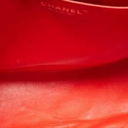 Chanel Orange Chevron Patent Leather Maxi Classic Single Flap Bag
