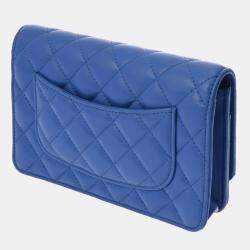 Chanel Blue Lambskin Chain Wallet Bag