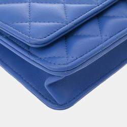 Chanel Blue Lambskin Chain Wallet Bag