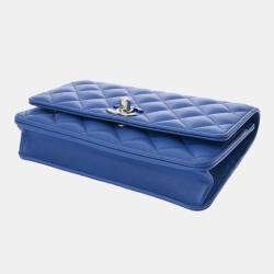 Chanel Blue Lambskin Chain Wallet Bag