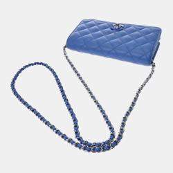 Chanel Blue Lambskin Chain Wallet Bag