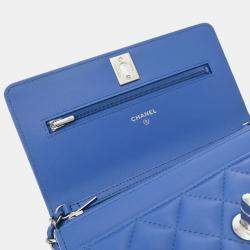 Chanel Blue Lambskin Chain Wallet Bag